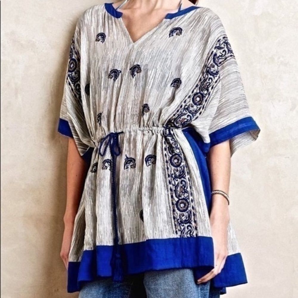 Anthropologie Floreat Embroidered Beaded Tunic Coverup M NWOT